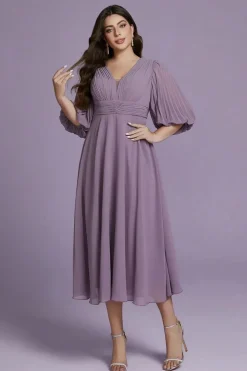 Robe d'invitée au mariage grande taille lilas