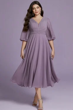 Robe d'invitée au mariage grande taille lilas