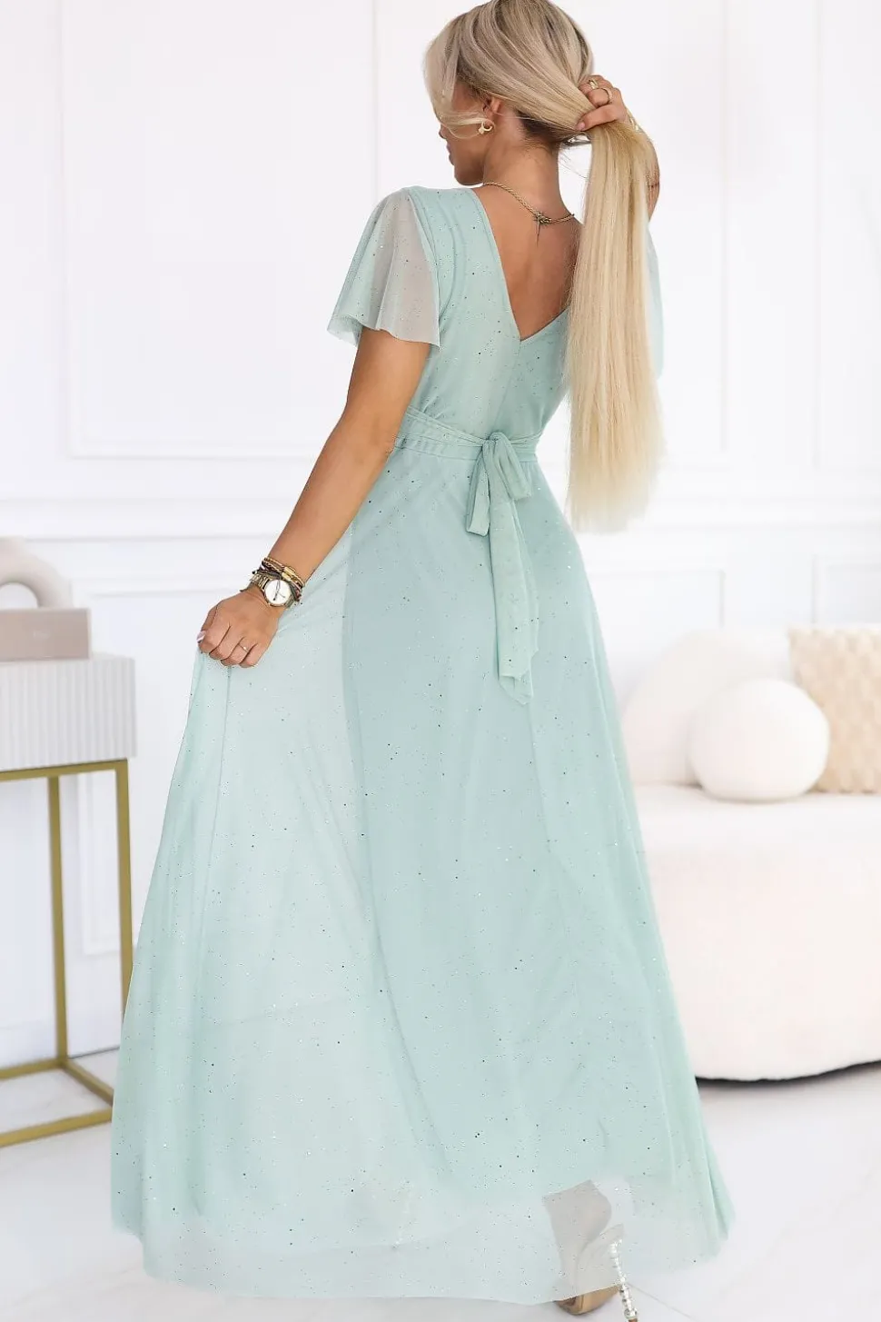 Robe d'invitée au mariage verte pistache