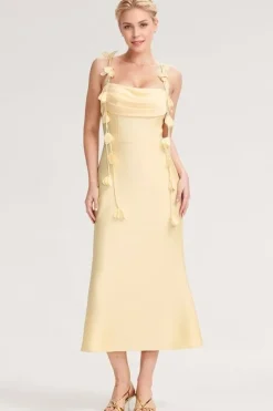 Robe d'invitée mariage jaune à bretelles