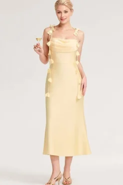 Robe d'invitée mariage jaune à bretelles