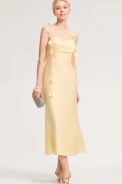 Robe d'invitée mariage jaune à bretelles