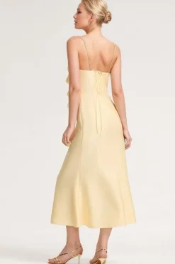Robe d'invitée mariage jaune à bretelles