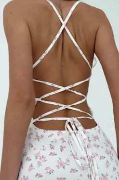 Robe dos nu moulante à imprimé floral