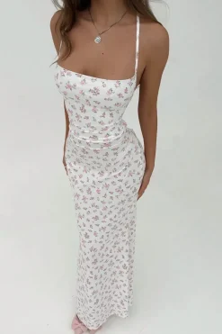 Robe dos nu moulante à imprimé floral