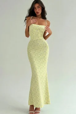 Robe dos nu moulante à imprimé floral