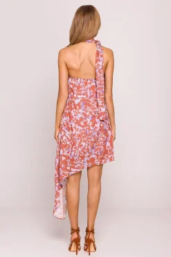 Robe d'été asymétrique fleurie sans manches