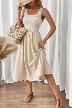 Robe d'été beige décontractée sans manches