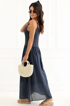 Robe d'été bleue longue décontractée