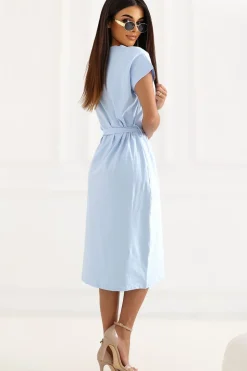 Robe d'été bleue manches courtes casual