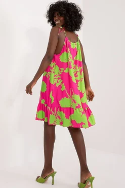 Robe d'été à bretelles rose et verte