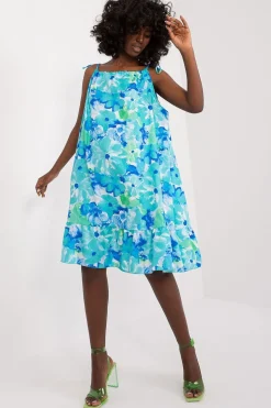 Robe d'été fleurie bleue bretelles