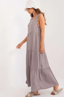 Robe d'été longue grise drappée