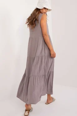 Robe d'été longue grise drappée