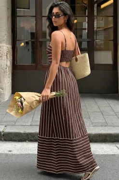 Robe d'été longue à rayures