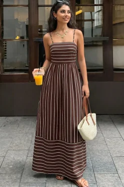 Robe d'été longue à rayures