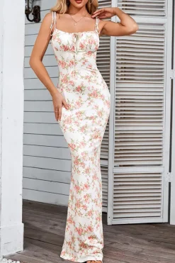 Robe d'été moulante fleurie longue
