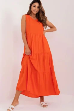 Robe d'été orange longue