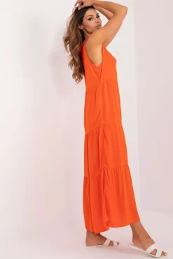Robe d'été orange longue