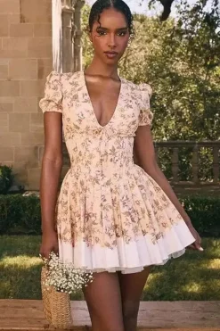 Robe d'été patineuse courte à imprimé floral