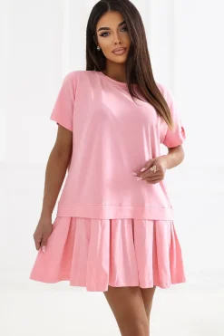 Robe d'été rose courte haut T-shirt