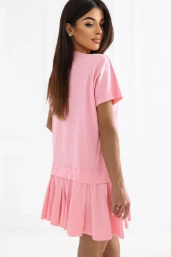 Robe d'été rose courte haut T-shirt