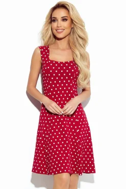 Robe d'été rouge à pois blancs