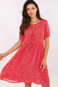 Robe d'été rouge à pois fluide