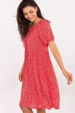 Robe d'été rouge à pois fluide