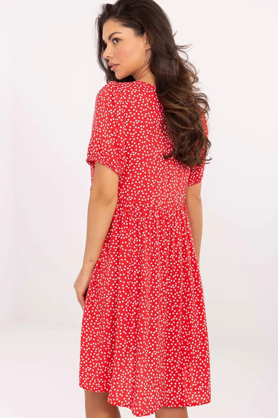 Robe d'été rouge à pois fluide