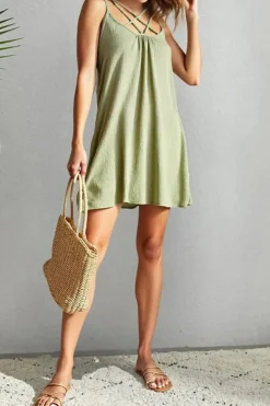 Robe d'été verte ample courte
