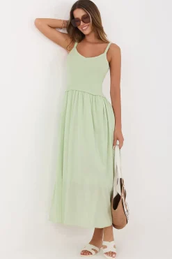 Robe d'été verte longue fluide