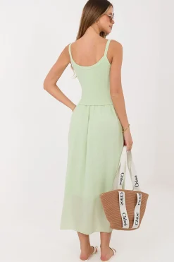 Robe d'été verte longue fluide