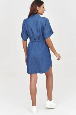 Robe en jean courte manches courtes