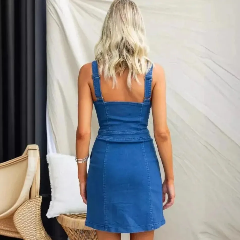 Robe en jean courte zip à l'avant