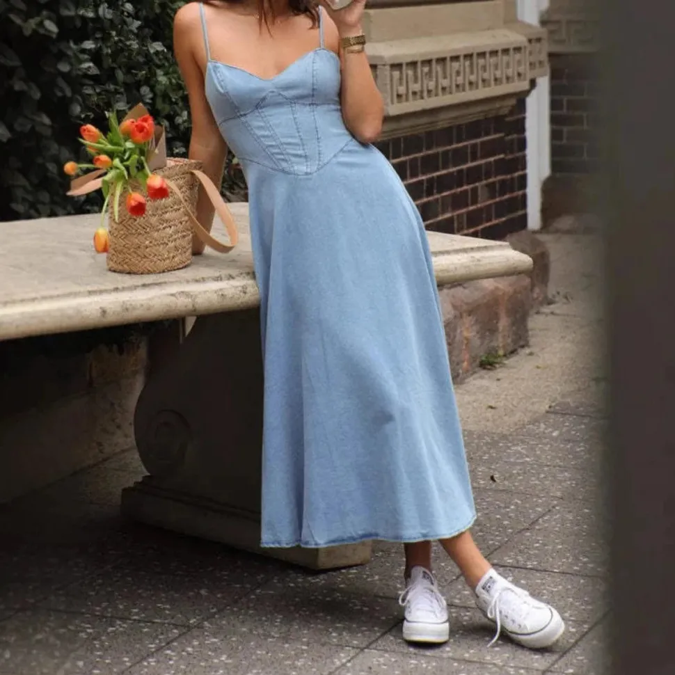 Robe en jean d'été midi casual