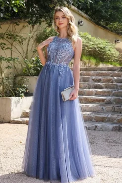 Robe en tulle bleue princesse