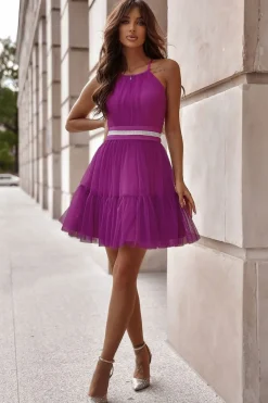 Robe en tulle violette courte