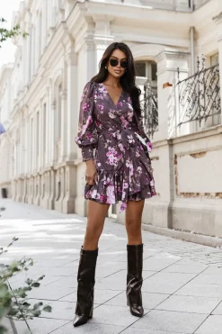 Robe fleurie courte manches longues