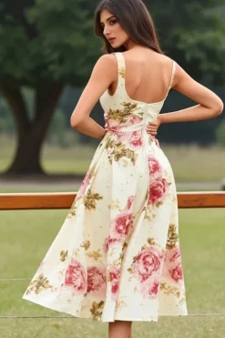 Robe fleurie fluide sans manches