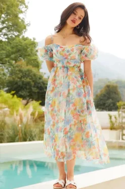 Robe fleurie invitée mariage dos nu