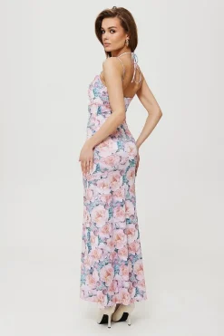 Robe fleurie longue à bretelles