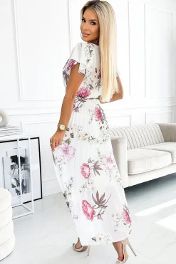 Robe fleurie longue plissée
