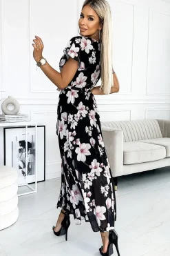 Robe fleurie longue plissée
