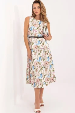 Robe fleurie midi sans manches