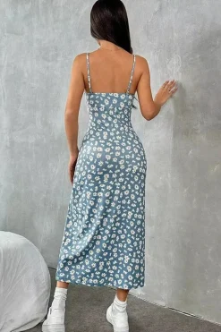 Robe fleurie été sexy dos nu fendue