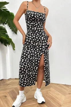 Robe fleurie été sexy dos nu fendue