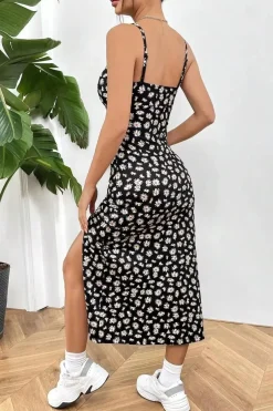 Robe fleurie été sexy dos nu fendue