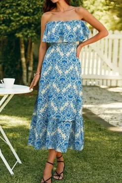 Robe florale bustier bohème midi