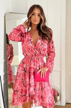 Robe fluide courte manches longues